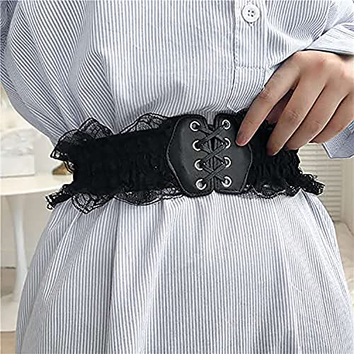 Women Elastic Wide Lace Stretchy Waist Dress Belt Fashion Cinch Retro Trendy Ladies Black Wrap Waist Belt3