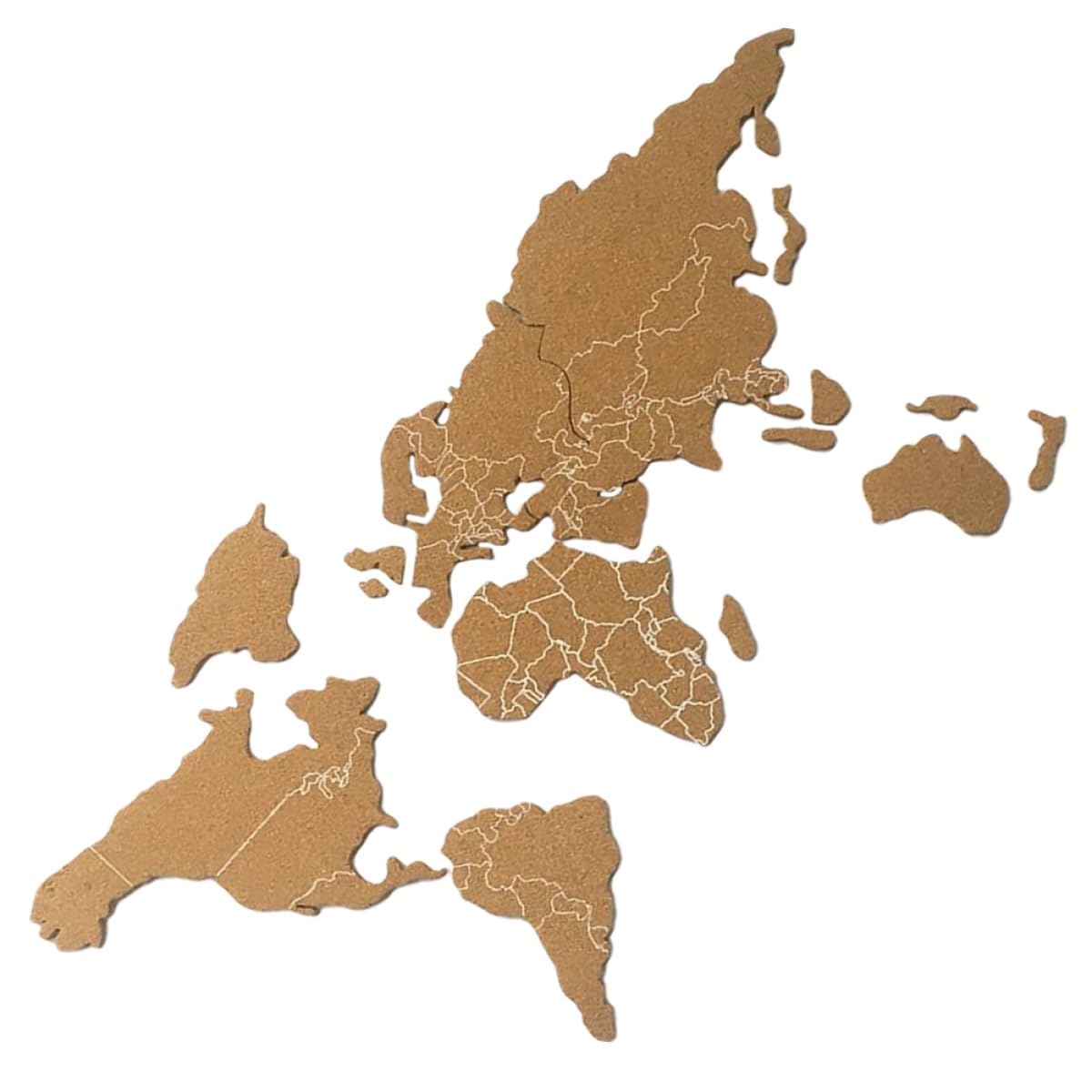 Carte du monde à bandes en liège autocollant pour photos