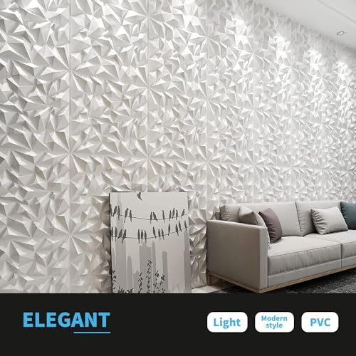 Image of Wall Panels 3D White Diamond Design for Interior (5 Panels)