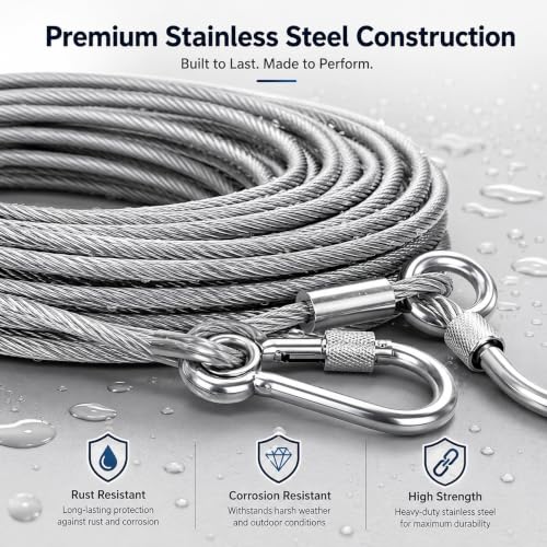 Image of TASMAX Wire for Clothes Drying Rope with Hook Steel Rope for Drying Clothes 10 Meter Pack of 1