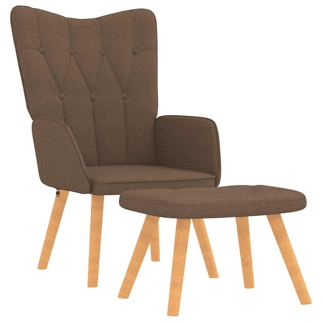 Chaise de relaxation avec repose-pied tissu marron fauteuil salon séjour maison 61,5 cm