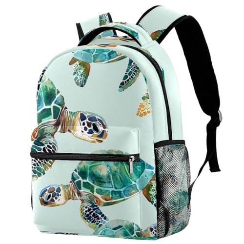 Sac à dos de voyage Campus avec motif tortues vertes et porte-bouteille