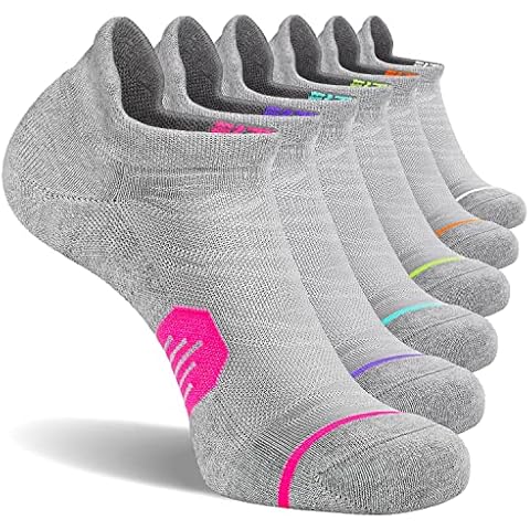 FITRELL 6 Pack Womens Ankle Running Socks Cushioned Low Cut Tab Athletic Socks, Grey Multicolored, M Cover