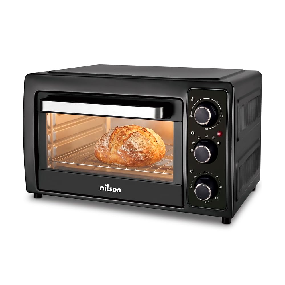 Four de table 48 l, convection, 5 fonctions de cuisson, 2000 W, contrôle mécanique, température max 230°, minuterie 60 min, avec plateau, grille métallique et pierre à pizza