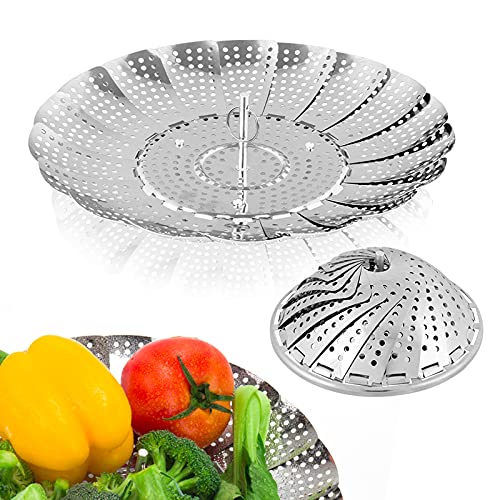 Comparison: Best Large Stainless Steel Steamer 3 Sayfine Vegetable Steamer Basket, Premium Stainless Steel Veggie Steamer Basket for cooking - Folding Expandable Steamers to Fits Various Size Pot (Large(6" to 10.5")