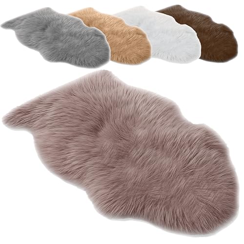 Andreas Dell Schaffell Teppich Echtes Lammfell 100% Naturfell Weicher Sheepskin Teppich Flauschiger Schafspelz als Bettvorleger Sitzfell Deko Fell für Sofa & Wohnzimmer (Taupe L: 100 bis 110cm)