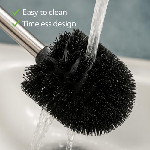 WC Bürstenkopf 4er Set, Toilettenbürsten mit Gewinde 12 mm, Toilettenbürste Klobürste Ersatzbürstenkopf Durchmesser 7,5cm, Kunststoff schwarz