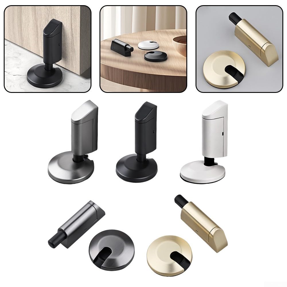 tope de puerta， Tope de puerta anticolisión for dormitorio, baño, sin perforaciones, silencioso, for puerta de suelo.(Gray)