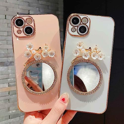 Image of KC Back Cover for Oneplus Nord CE 2 Lite 5G, Round Flower Mirror Electroplated Soft Silicone Camera Protection Case - Pink