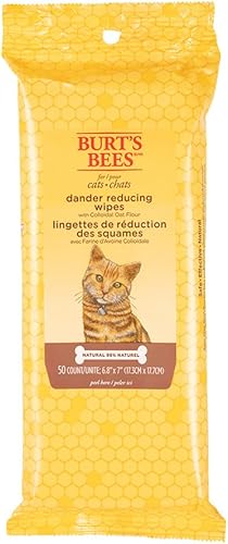 Burt's Bees for Pets Anti-Hairball Wipes for Cats with Sunflower Oil and Wheat Germ Oil, 98% Natural Origin Formulas, Cat Hairball Remedy, Cat Wipes for Hairballs, Cat Hairball Wipes, 50ct