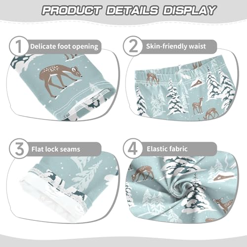 Girls' Leggings Snowy Deer Chalet Snowy Pine Tree Ankle Length Printed Leggings Comfort Pants for Kids 4-10 Years4