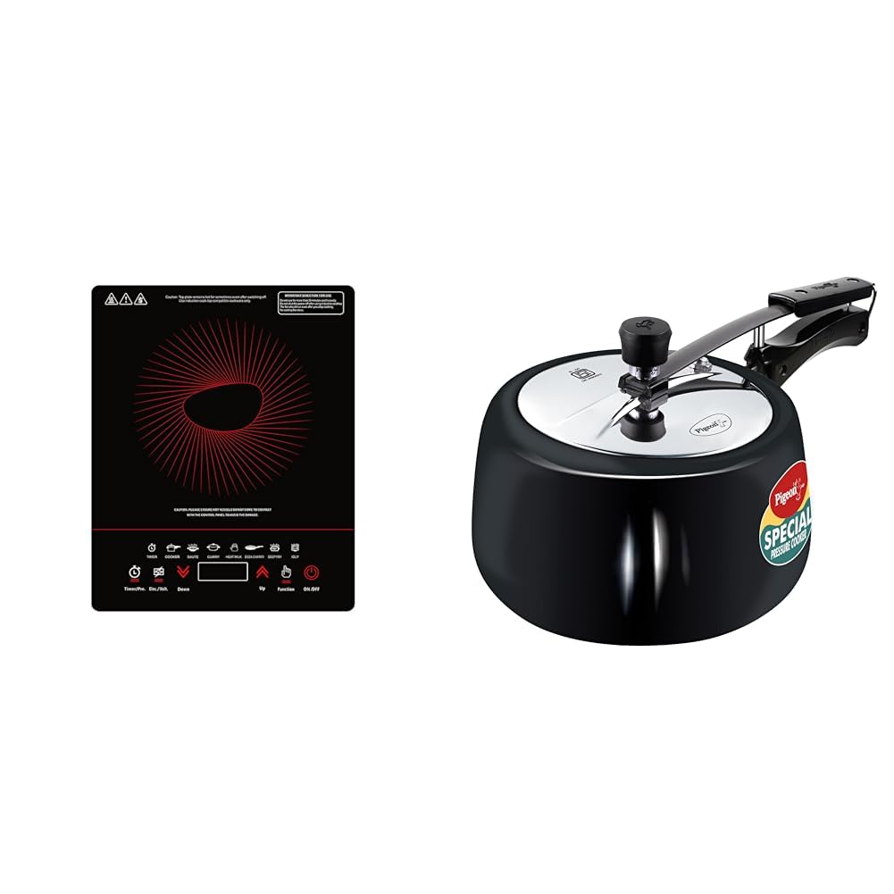 Pigeon by Stovekraft Abs Plastic Acer Plus Induction Cooktop 1800 Watts with Feather Touch Control & Hard Anodised Aluminium Inner Lid Cooker- 3 Litre with Induction Base (Contura), Black-image-43