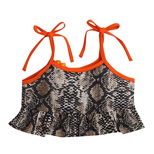 Image of Hopscotch Girls Polyester Animal Print Top and Short Set in Brown Color