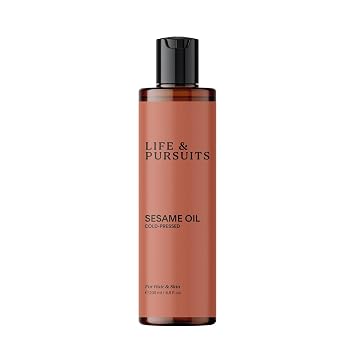 Life & Pursuits 100% Cold-Pressed Unrefined Sesame Oil - Nourishing Oil for Hair and Skin, Promotes Radiance, Moisture, and Healthy Growth for Men & Women 6.76 Fl Oz