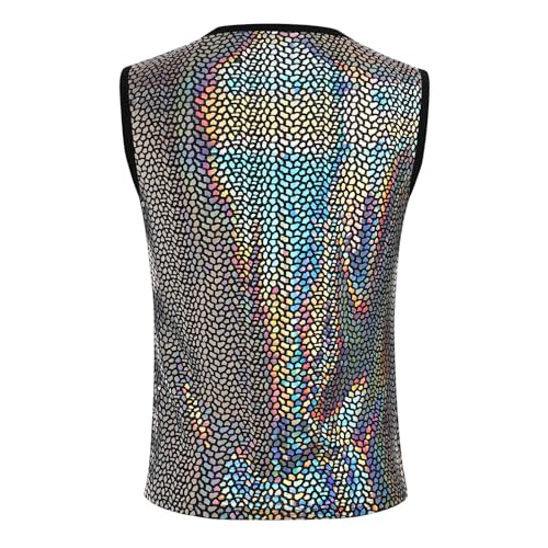 ABAFIP Men's Rave Tanks Shiny Holographic Tank Top Sleeveless Reflective Disco Dance Shirts Streetwear2