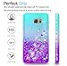 LeYi Compatible with Galaxy Note 5 Case with 2PCS Tempered Glass Screen Protector for Girls Women, Bling Phone Case for Samsung Galaxy Note 5, Teal/Purple