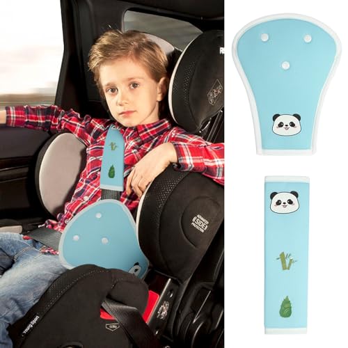 URAQT Protege Ceinture de Securite Enfant, 2 Pièces Adorables Panda Protection Ceinture de Sécurité Enfant, Respirants et Doux pour la peau Protege Ceinture...