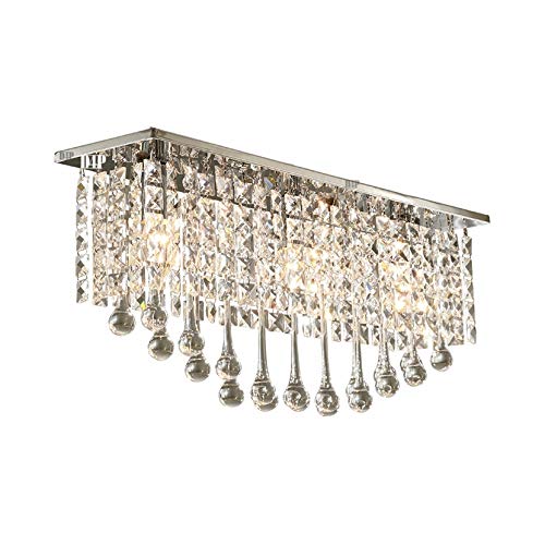 Image of Crystal Glass Stainless Steel Chandelier with Glass Bead and Sparkling K9 Crystal 4 (Yellow,Corded-Electric)