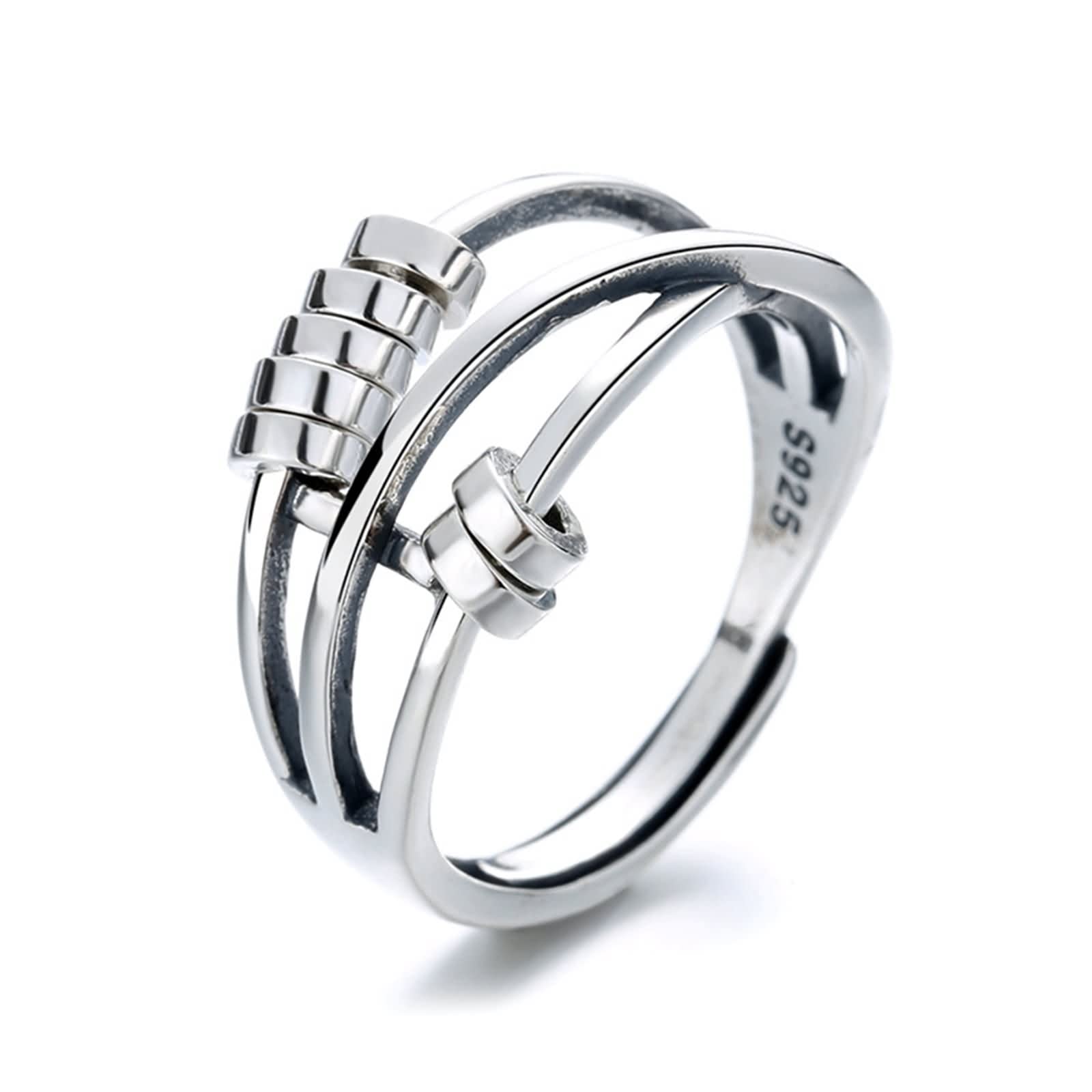 Anello di fidanzamento in argento Sterling, anello regolabile intrecciato regolabile migliore amico regalo di compleanno per le donne, Adjustable, Nessuna pietra preziosa