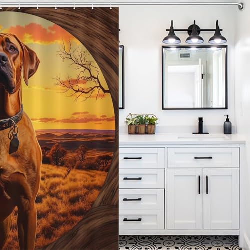 Rideau Douche Lavable Machine en Tissu Polyester Imperméable Chien 168x183cm