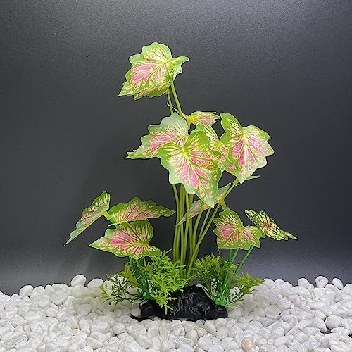 Image of Aquarium Plant Fish Tank Decoration Small Plastic Artificial Plant Goldfish Fish Hide (Rainforest Leafs-Pink-Large-Set) (Rainforest Leafs-Pink-Large-Set)