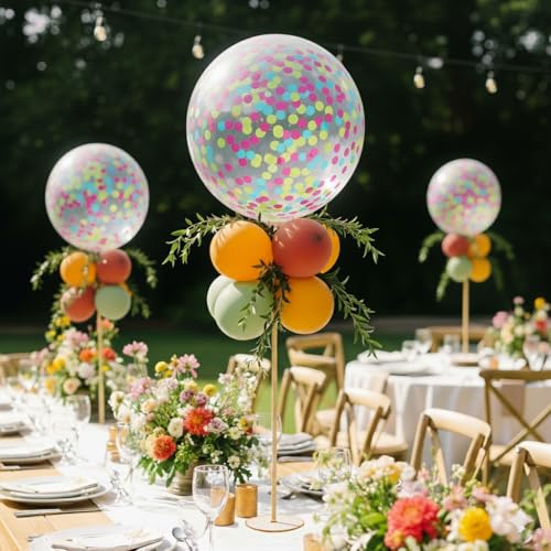 Image of Lightsfever 6 Pack Wooden Balloon Centerpieces for Tables Stand Party Decor