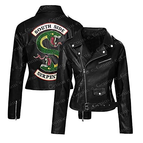 Jughead Jones Snake Southside Serpents Riverdale - Chaqueta de piel auténtica y sintética, color negro