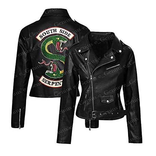 Jughead Jones Snake Southside Serpents Riverdale - Chaqueta de piel auténtica y sintética, color negro
