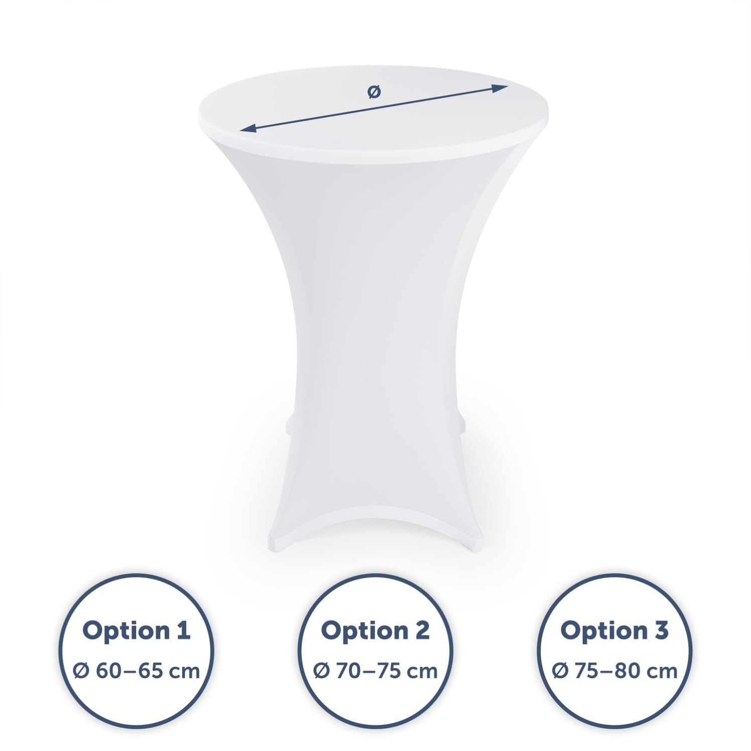 Blumtal Mantel de Mesa Redonda Ø 60-65 cm Set de 5 - Oeko-Tex Certificado - Elegantes Manteles de Mesa estirables - Funda Lavable en Lavadora Ideal para Catering o Cocteles - Mantel Blanco