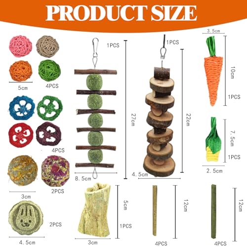 LIUQOBN 25 Pack Rabbit Toys Set, Rabbit Toys Boredom Breakers for Bunny, Hamsterand Guinea Pig and Chinchilla, Small animal puzzle toys - Image 2