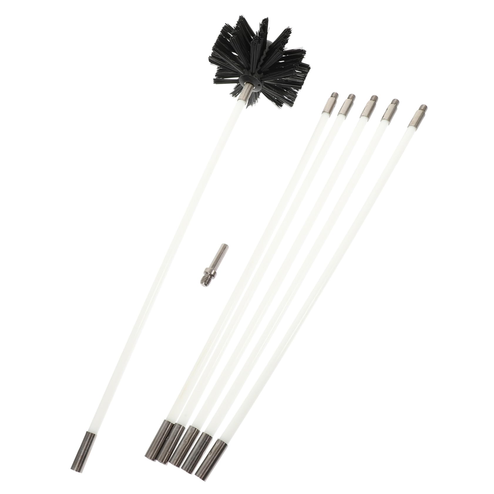 Kit Pulizia Tubo Multiuso Setole in Nylon Manico lungo Estensibile Aste e Ricambio per Canne Fumarie e Tubi Scarico Aria Uso Manuale Trapano Elettrico