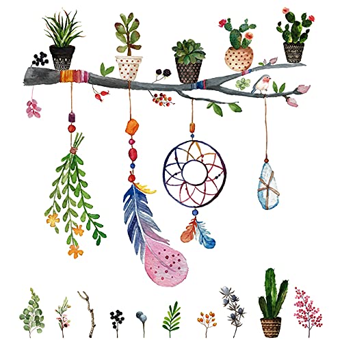 Dream Catcher And Feathers Wall Decals Branches Leaf Plants Wall Stickers Bedroom Living Room Tv Wall Door Decor Murals (Dream Catcher) #TOP4