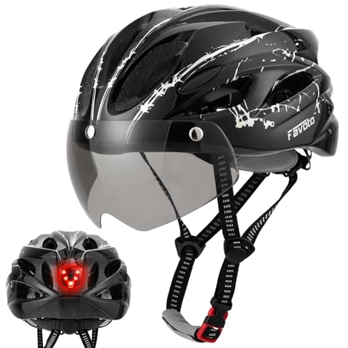 Favoto Casco de Ciclismo Adulto Negro+Blanco
