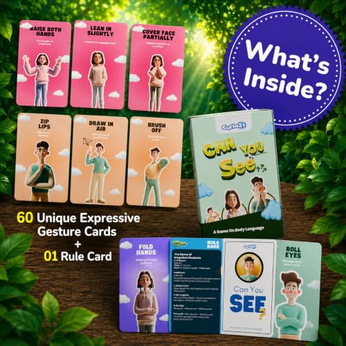 Image of Can You See? - Body Language & Communication Card Game | Fun Family & Friends Guess the Gesture Theme | Acting & Expression Activity for Teens & Adults | 2-5 Players | Ages 14+