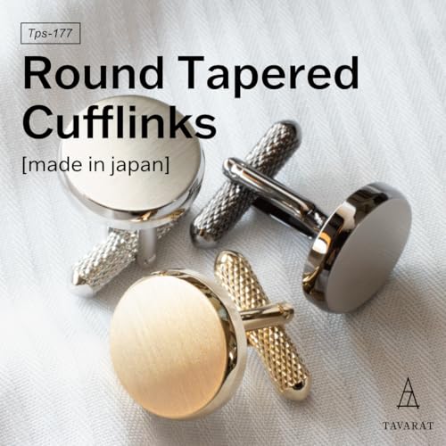 [TAVARAT] Cufflinks for Men cuff links mens classic round shape Black Silver Light Gold Tps-1772