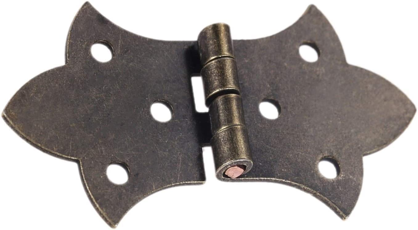 Bisagra a tope del gabinete, bisagras para puertas plegables, 2 piezas Bisagras de flores de bronce antiguo / oro Herrajes para muebles de bricolaje 6 agujeros Bisagra de hierro Puerta del cajón del