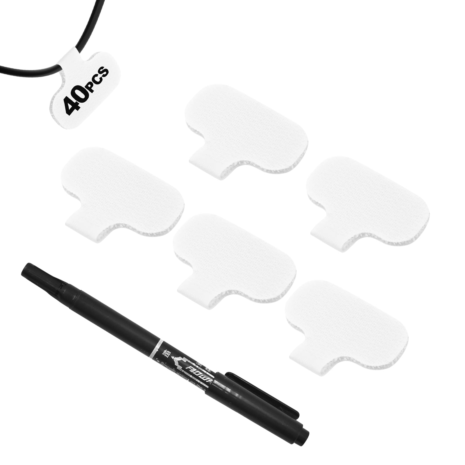 SZ.haitun 40 Pack Cable Labels Tags, White Write On Wire Cord Tags and Charger Labels Waterproof for Cable Management and Identification Electronics (
