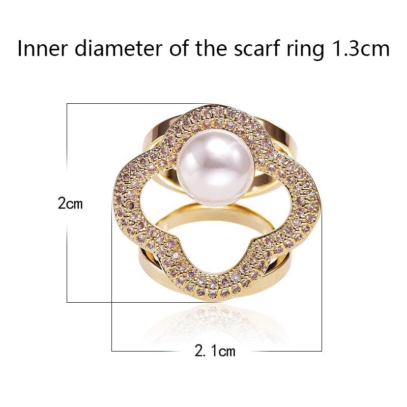 Image of Scarf Buckle for Women Rhinestones Pearl Silk Scarf Clips Fashion Clasp Ring Jewelry Valentine's Day Mother's Day Gift for Wife Mom Lover