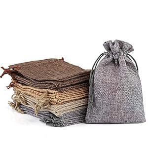 Naler 20 x jute zakjes in 4 kleuren jute zakjes voor adventskalender, stoffen zakjes, natuurzakjes, cadeauzakjes, 10 x…