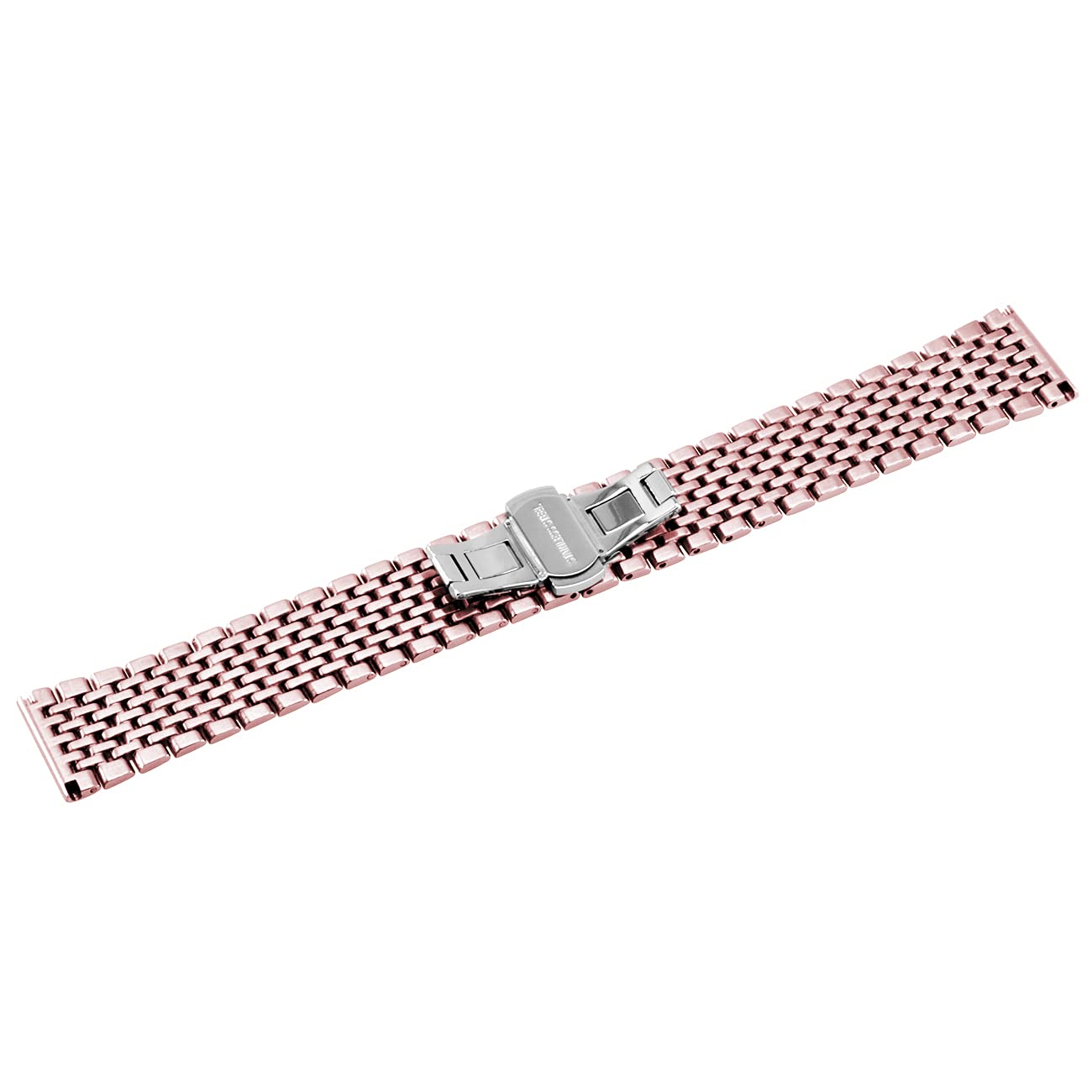 Kai Tian 9 rzędów pasek do zegarka ze stali nierdzewnej, 18 mm, 20 mm, 22 mm, dla mężczyzn i kobiet, polerowana, metalowa klamra rozkładana, czarny, złoty, różowe złoto, srebrny