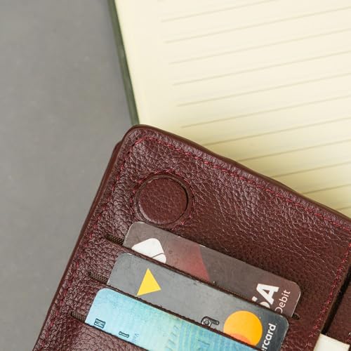 Sazzad Long Wallet for Men – Genuine Leather – 7 Card Slots, ID Window, Chain Pocket, 2 Mobile & 2 Cash Pockets – Travel Organizer with Magnetic Lock – 7.5 x 4 Inch (Red Wine)2