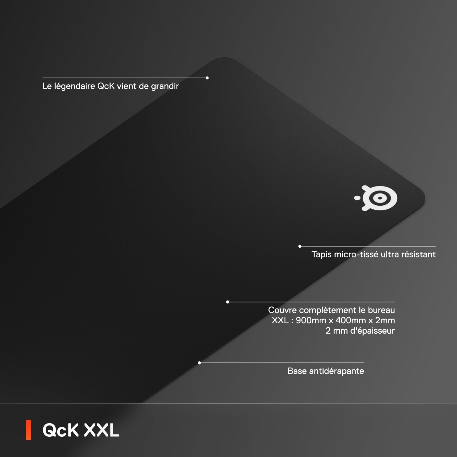 SteelSeries QcK Tapis de Souris Gaming - Format XXL - Suivi et stabilité Optimum - Tapis de Souris Esports - Ne Glisse jamais - Couverture complète du Bureau