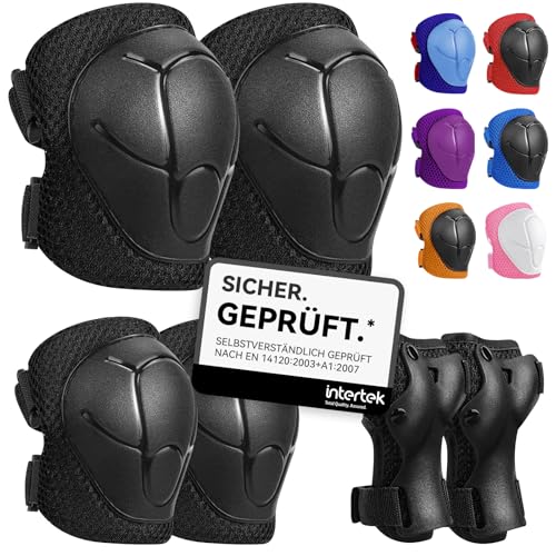 iMoebel Schonerset 6er Protektoren Schützer Set, Inliner Schutzausrüstung Protektorenset Kinder, Knieschoner Ellenbogenschoner Handschoner Verstellbar für Skaten Roller Skateboard