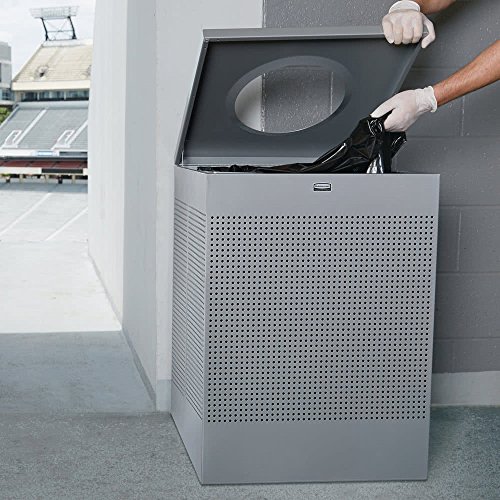 Image of Rubbermaid Commercial Products Silhouette Square Open Top Trash Can, 40 Gal, Silver Metallic , Indoor for Offices /Hotel Lobbies /Front Desk