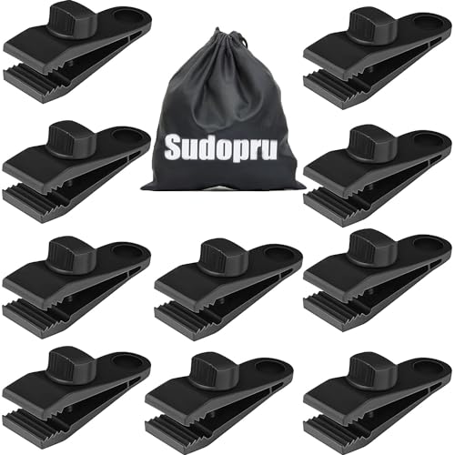 Tarp Clips Heavy Duty Lock Grip 10 Pcs Tarp Clamps Pool Cover Clips Shark Tent Fasteners Holder for Camping Awnings Car Cover Pool Cover Boat Cover (10 Clips+1 Bag)