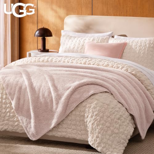 Image of UGG Whitecap Throw Blanket, Soft Fleece Blanket, 50 inch x 70 inch, Quartz Pink