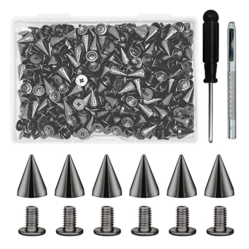 200 Sets 9.5Mm Cone Spikes Metal Tree Spikes Screwback Studs For Diy Leathercraft Decoration Punk Rock Style Clothing Accessories (Gun Metal) #TOP9