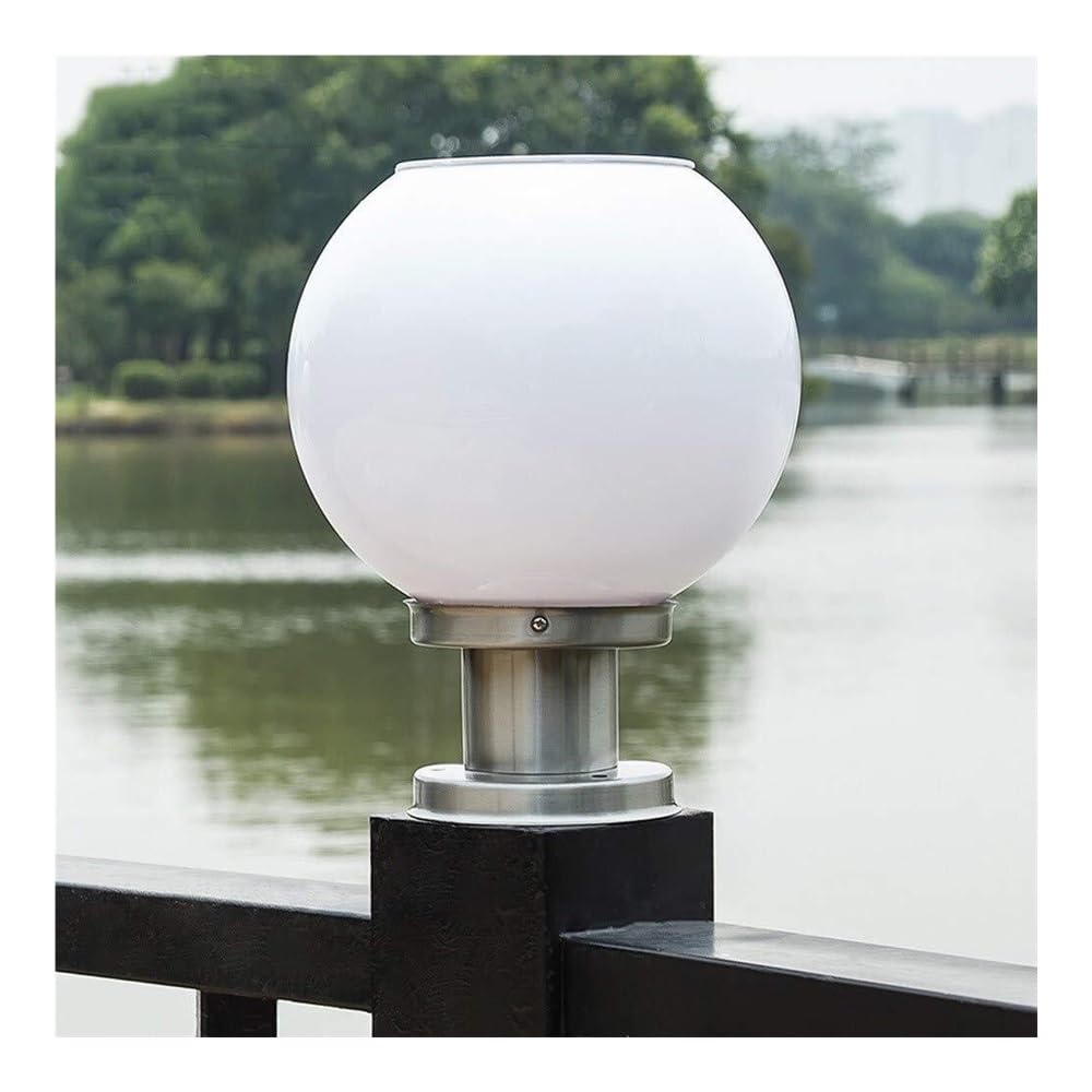 Outdoor Garten Landschaft Wasserdichte LED Solar Post Lichter Moderne Sphärische Hof Spalte Lampe Externe Terrasse Säule Licht(Warm light,25 * 32cm)