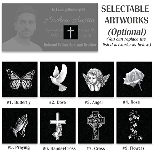 Image of ADFSTONE Memorial Plaques for Outdoors Personalized Tiny Headstone Small Grave Stone, Little Tombstones, Memory Plaques for Loved Ones Lost, Burial Plaques for Humans Photo Grave Marker