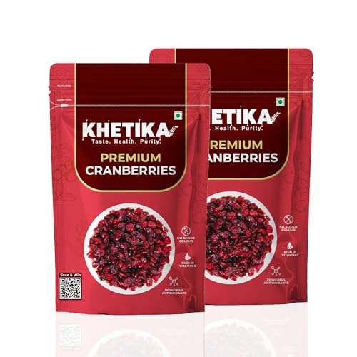 Image of KHETIKA Naturale Cranberries|High Antioxidants|No Added Preservatives|Gluten Free|200 Gm,Fresh (Pack of 2)